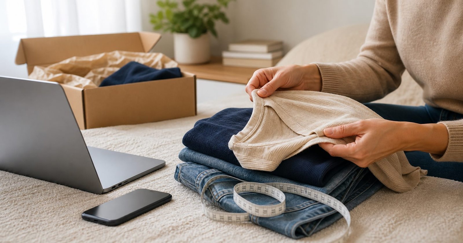 Ropa preparada para revisar medidas antes de comprar online