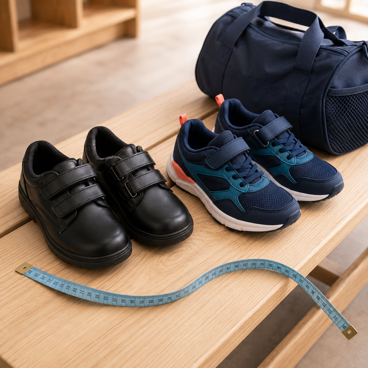 Comparativa de tallas de zapatillas escolares Geox y Skechers para niños